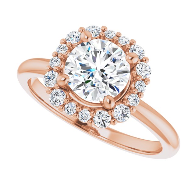 Round Diamond Cushion Halo Engagement Ring-VIRABYANI