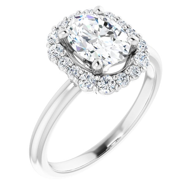 Oval Cut Diamond Halo Engagement Ring-VIRABYANI