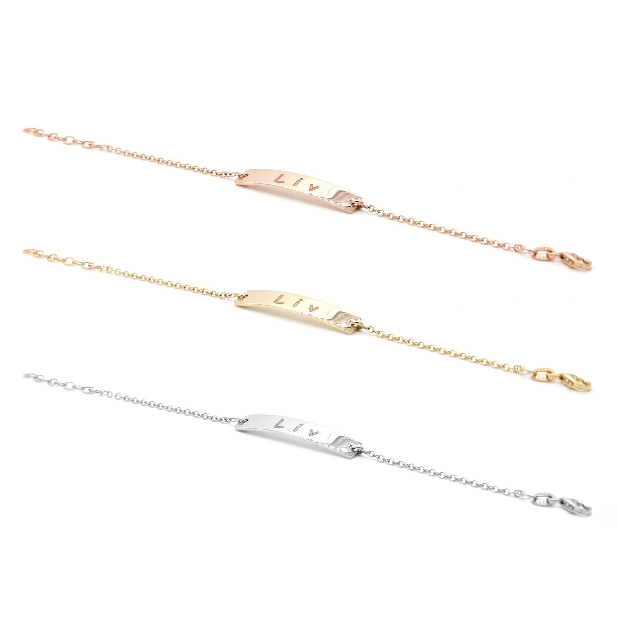 14K Solid Gold Personalized Name Baby Bracelet-VIRABYANI