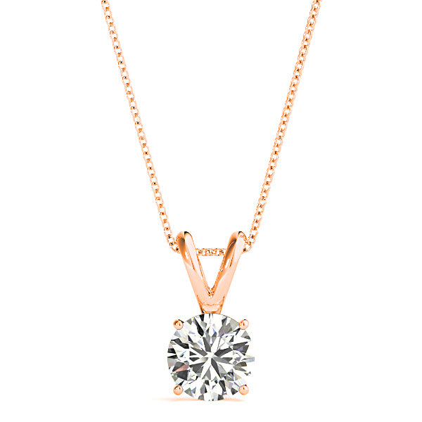 Modern Round Diamond Solitaire Necklace Pendant-VIRABYANI