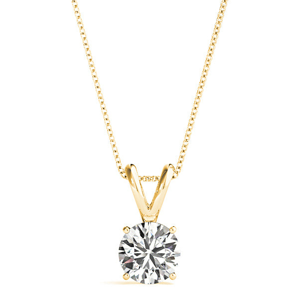 Modern Round Diamond Solitaire Necklace Pendant-in 14K/18K White, Yellow, Rose Gold and Platinum - Christmas Jewelry Gift -VIRABYANI
