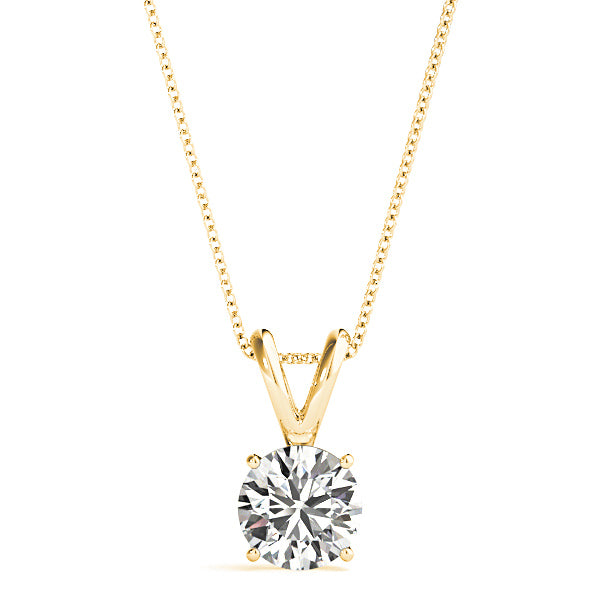 Modern Round Diamond Solitaire Necklace Pendant-VIRABYANI