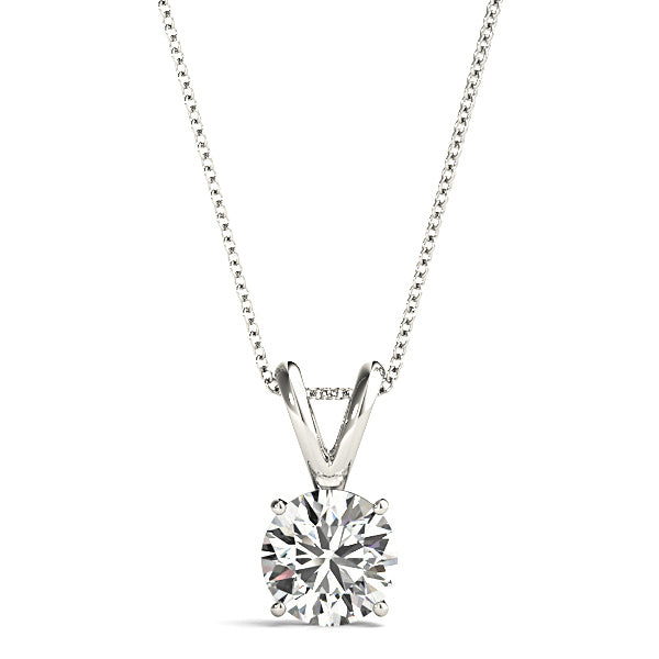 Modern Round Diamond Solitaire Necklace Pendant-VIRABYANI