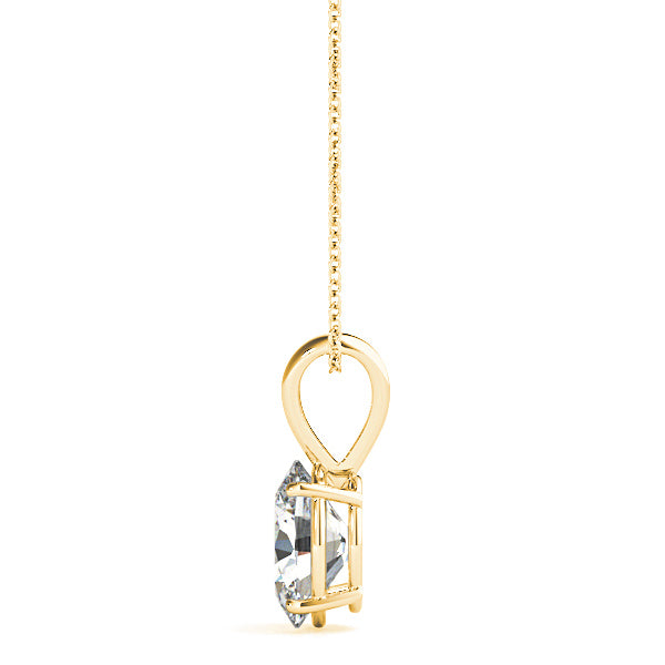 Four Prong Oval Diamond Solitaire Necklace Pendant-VIRABYANI