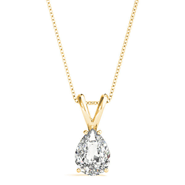 Pear Shape Diamond Solitaire Necklace Pendant-VIRABYANI