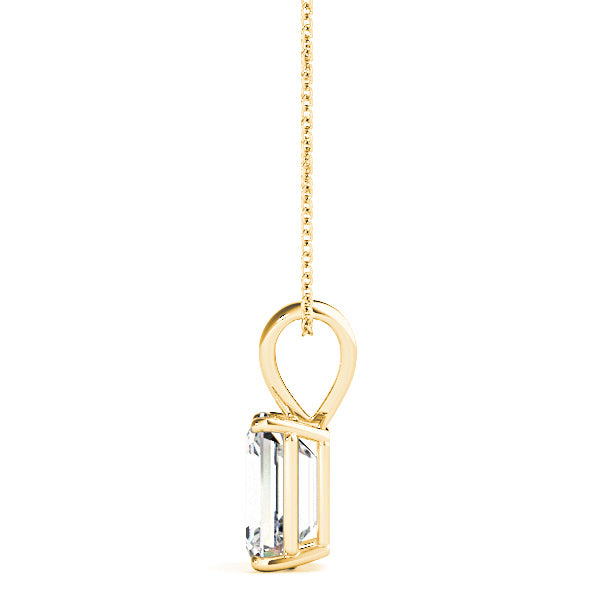 Emerald Cut Diamond Solitaire Necklace Pendant-VIRABYANI