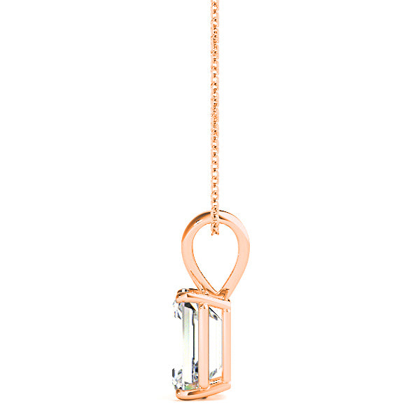 Emerald Cut Diamond Solitaire Necklace Pendant-VIRABYANI