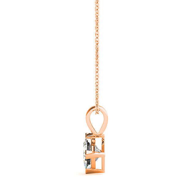 V Prong Princess Cut Diamond Solitaire Necklace Pendant-VIRABYANI