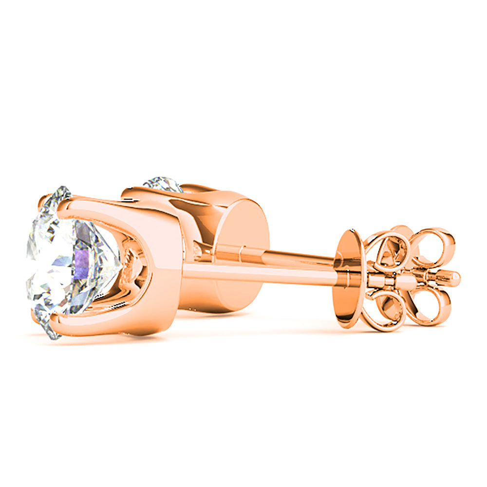 U Setting Four Prong Diamond Stud Earrings-VIRABYANI