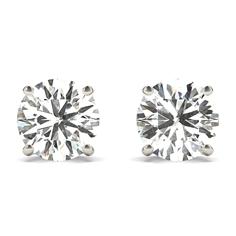 U Setting Four Prong Diamond Stud Earrings-VIRABYANI