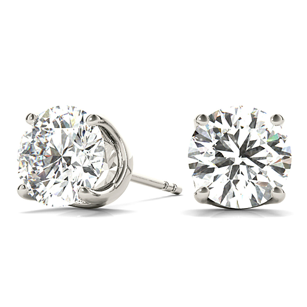 U Setting Four Prong Diamond Stud Earrings-VIRABYANI