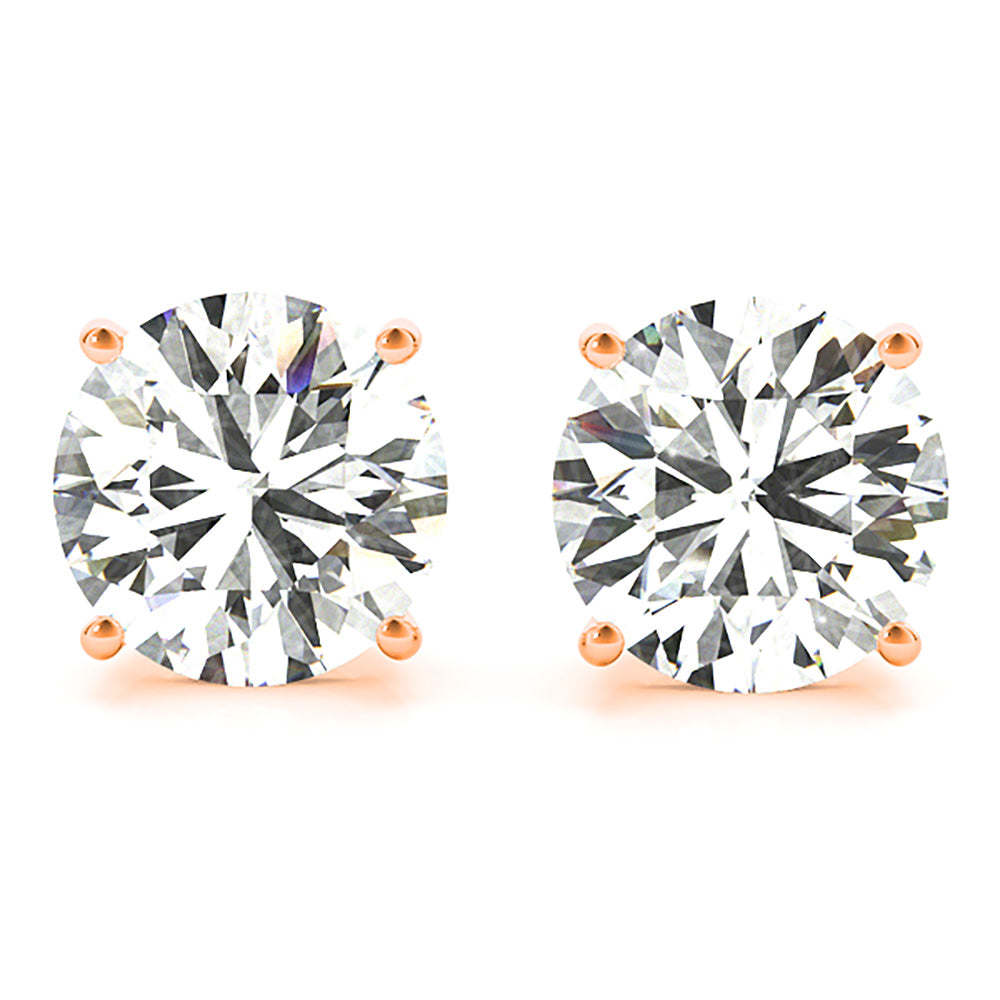 Four Prong Diamond Stud Earrings With Push Backing-VIRABYANI