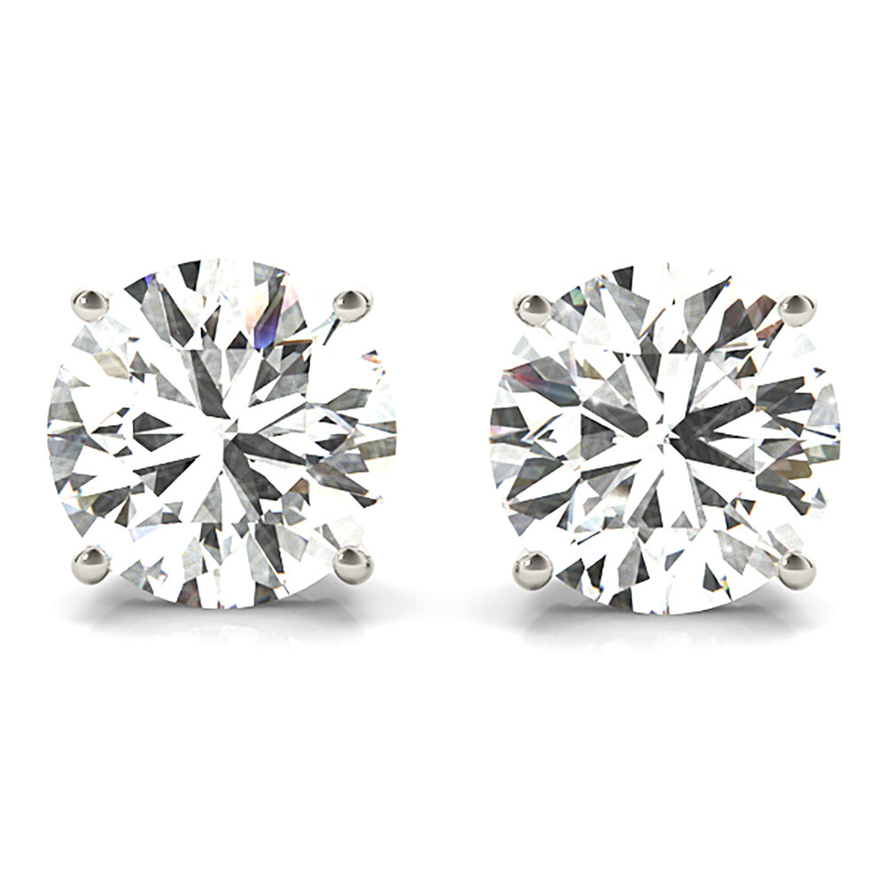 Four Prong Diamond Stud Earrings With Push Backing-VIRABYANI
