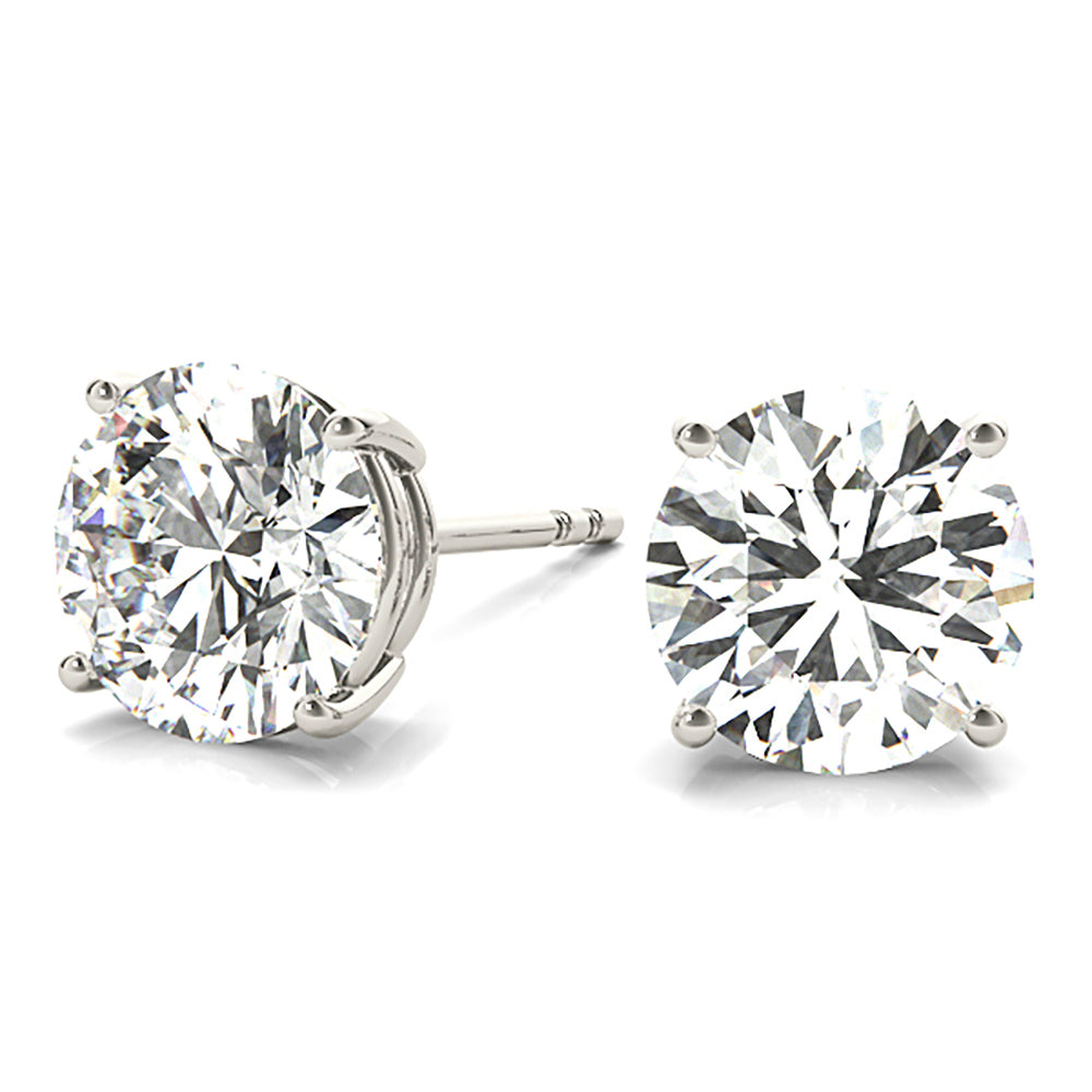 Four Prong Diamond Stud Earrings With Push Backing-VIRABYANI