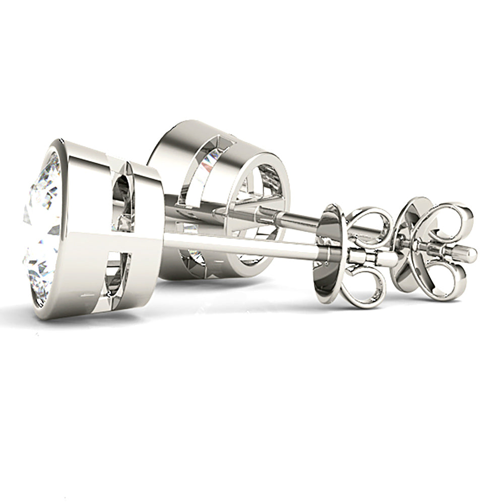 Bezel Set Round Diamond Stud Earrings-VIRABYANI