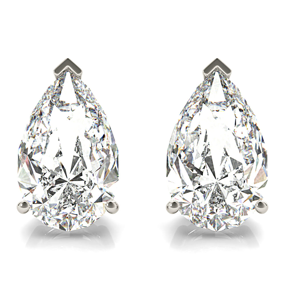 Classic Pear Shape Diamond Stud Earrings-VIRABYANI