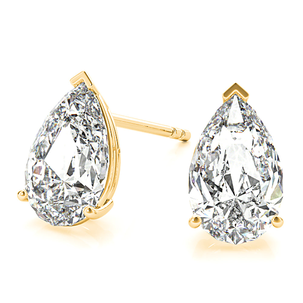 Classic Pear Shape Diamond Stud Earrings-in 14K/18K White, Yellow, Rose Gold and Platinum - Christmas Jewelry Gift -VIRABYANI