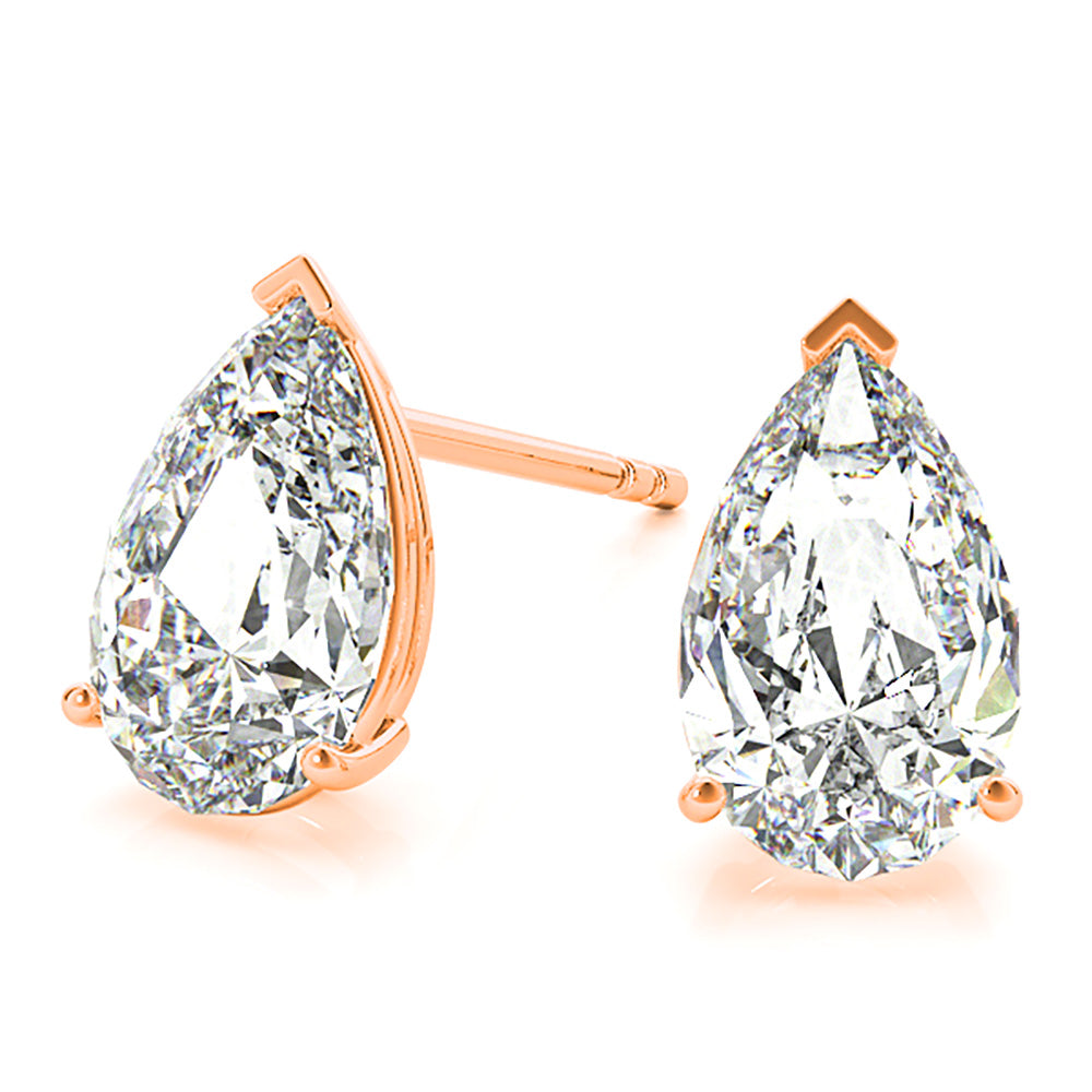 Classic Pear Shape Diamond Stud Earrings-VIRABYANI