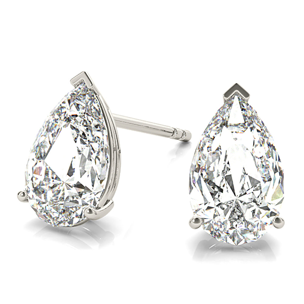 Classic Pear Shape Diamond Stud Earrings-VIRABYANI
