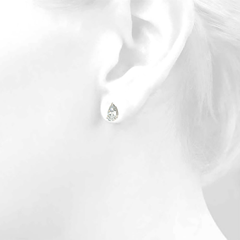 Classic Pear Shape Diamond Stud Earrings-VIRABYANI