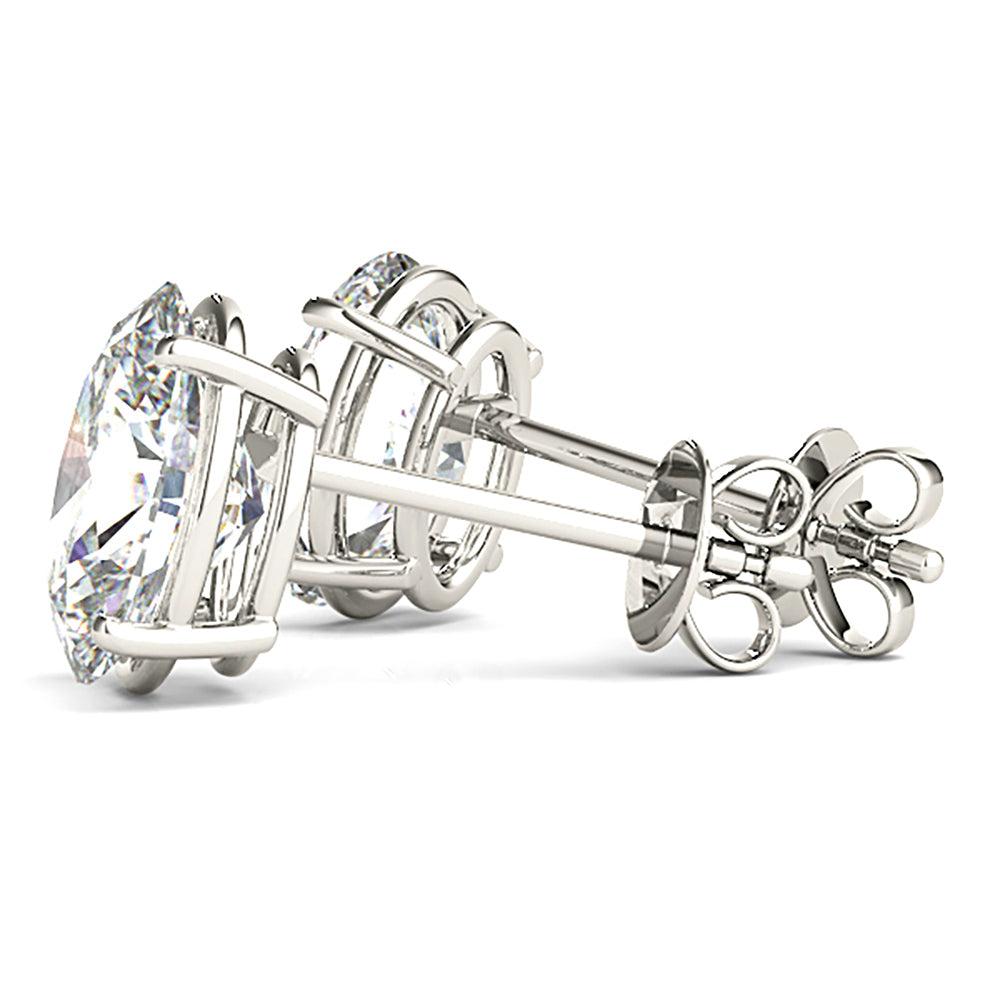 Four Prong Oval Diamond Stud Earrings-VIRABYANI