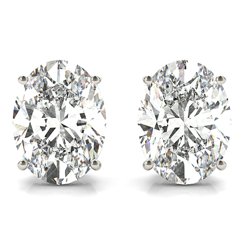 Four Prong Oval Diamond Stud Earrings-VIRABYANI