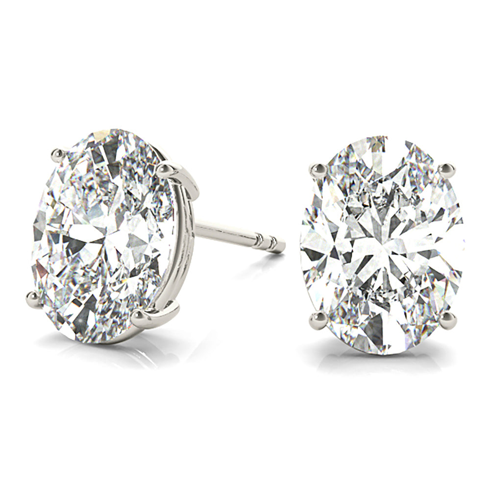 Four Prong Oval Diamond Stud Earrings-VIRABYANI