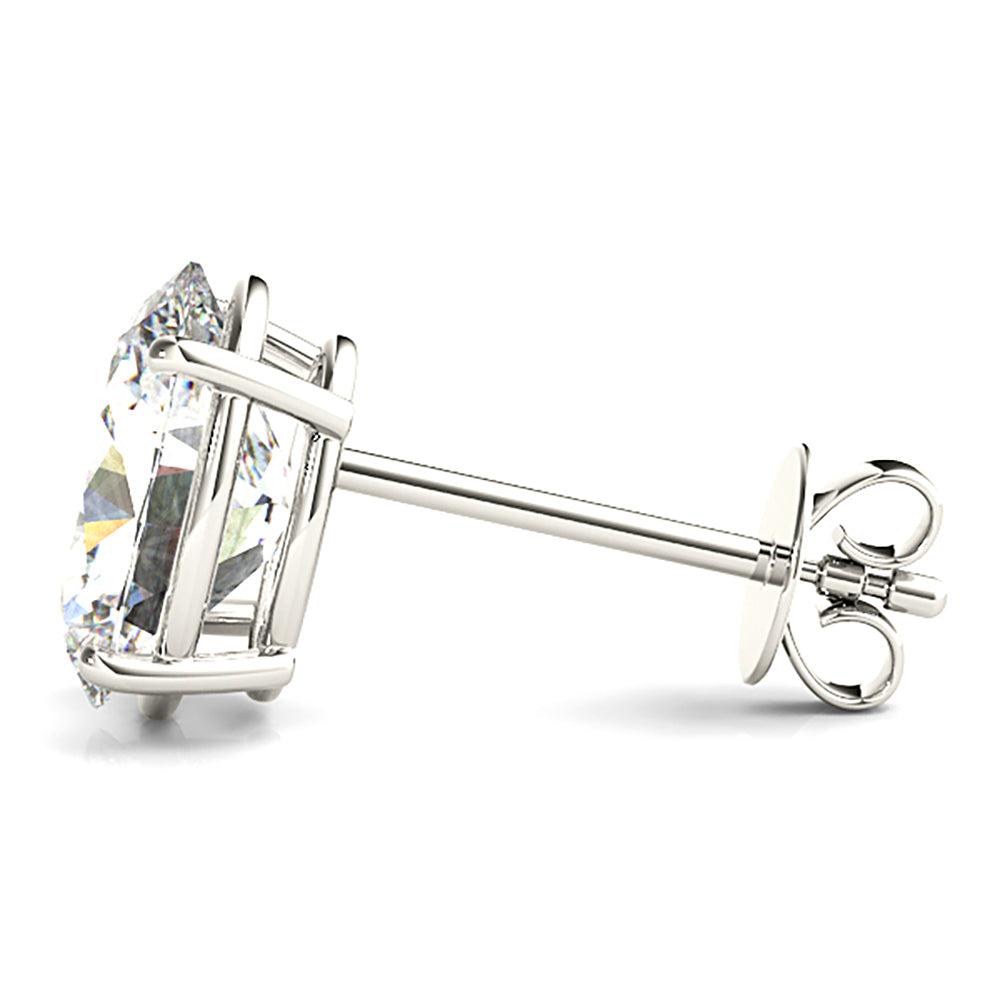 Four Prong Oval Diamond Stud Earrings-VIRABYANI