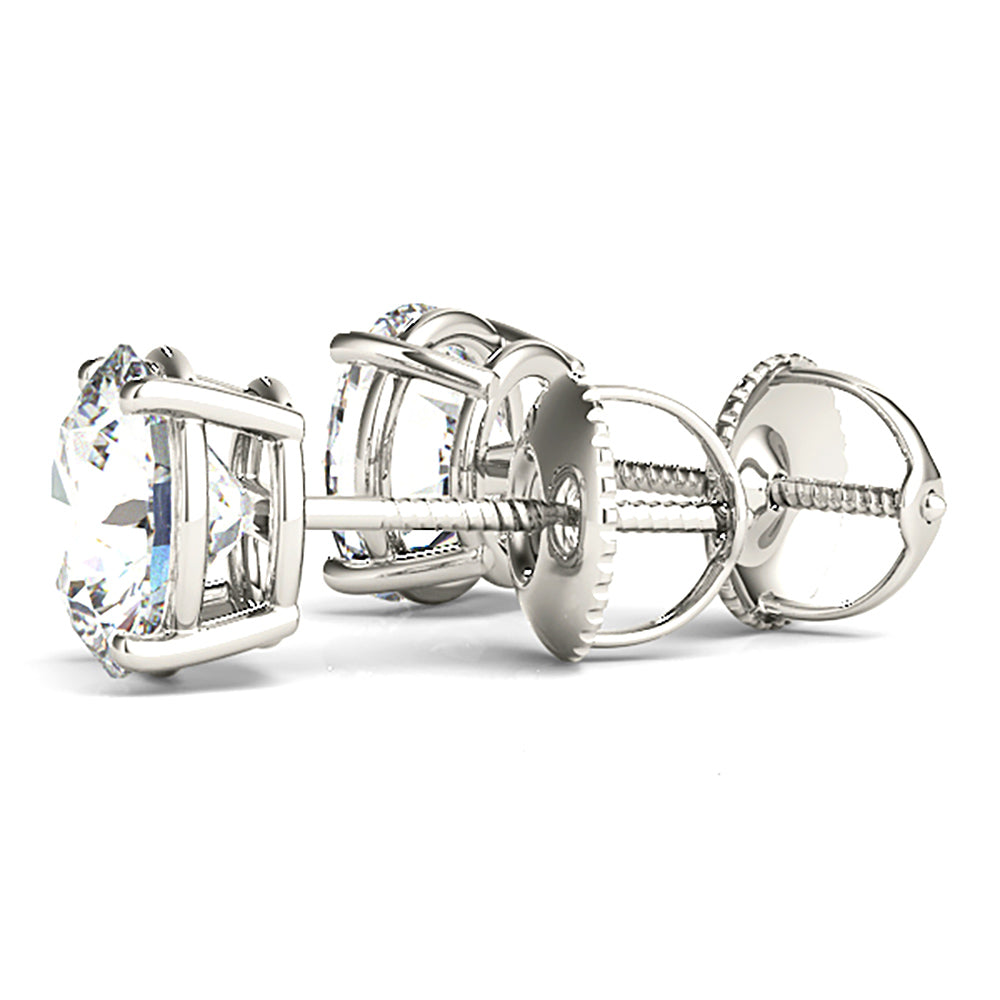 Classic Four Prong Diamond Stud Earrings-VIRABYANI