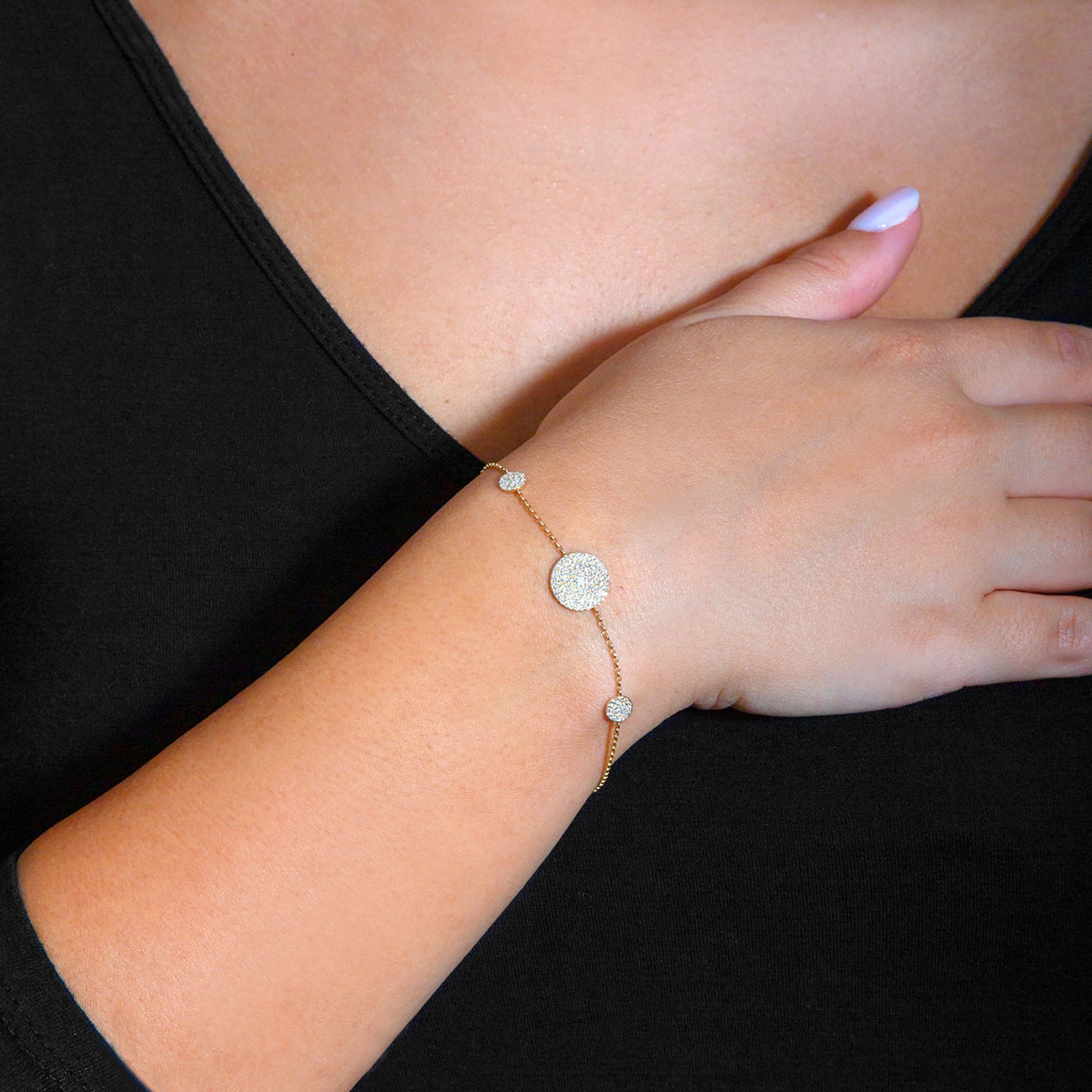 Pave Set 0.20 ctw Diamond Chain Bracelet-VIRABYANI