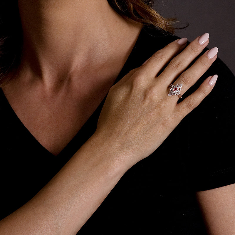 Vintage Inspired 0.34 ct. Natural Ruby Ring With 0.10 ct. Diamonds, Antique Style-VIRABYANI