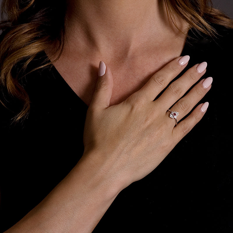 Vintage Inspired 0.16 ct. Natural Ruby Ring With 0.05 ct. Diamonds, Antique Style-VIRABYANI