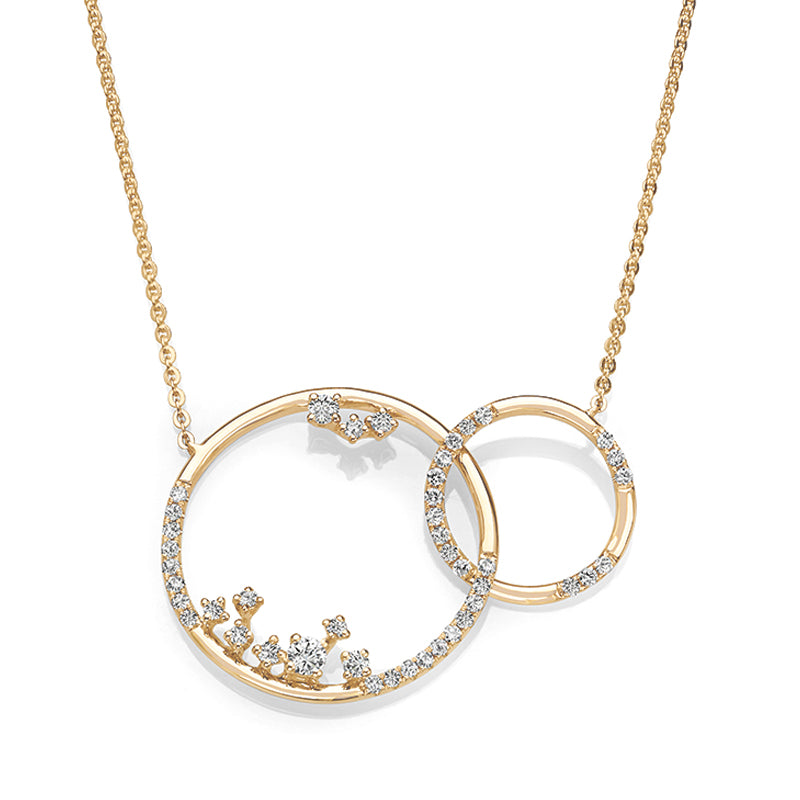 0.50 ctw Diamond Interlocking Circle Necklace Pendant-in 14K/18K White, Yellow, Rose Gold and Platinum - Christmas Jewelry Gift -VIRABYANI