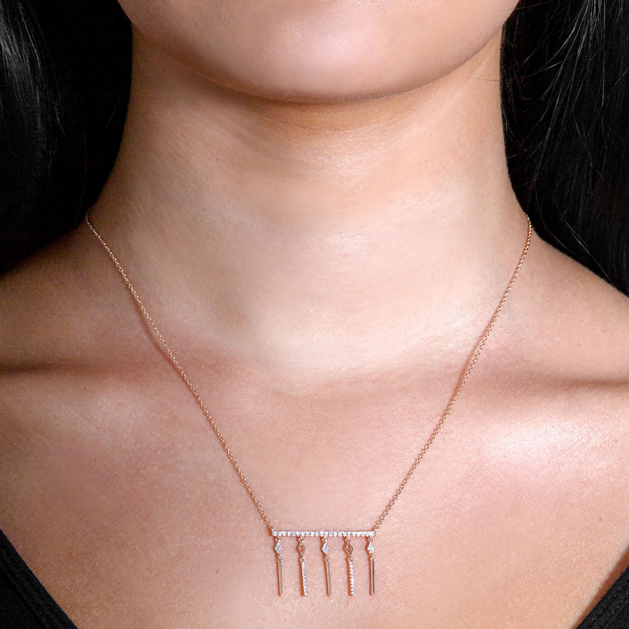 0.25 ctw Diamond Fashion Bar Necklace Pendant-VIRABYANI