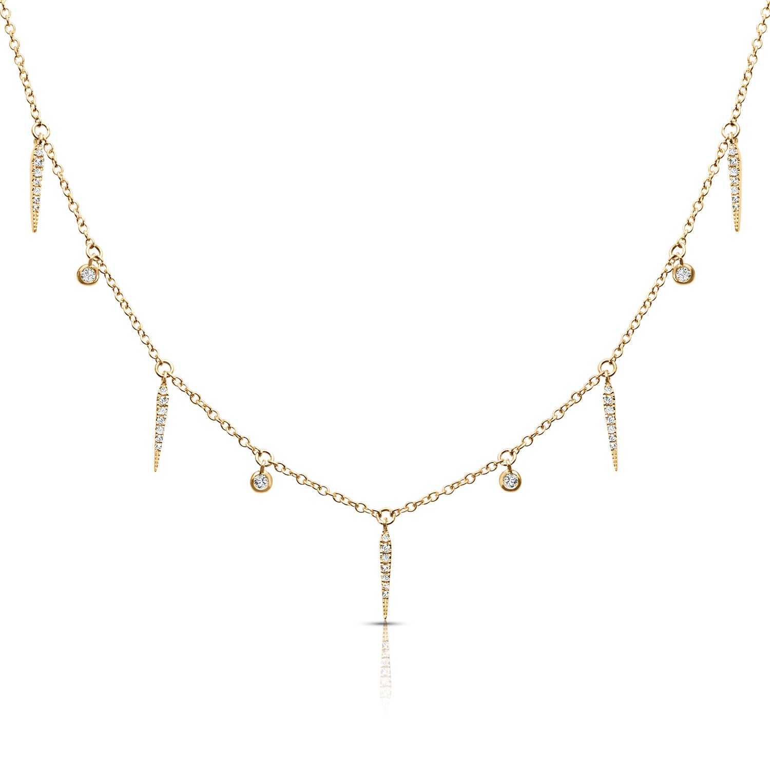 Fashion Diamond Choker With 0.16 ctw Diamond Chain Necklace-VIRABYANI