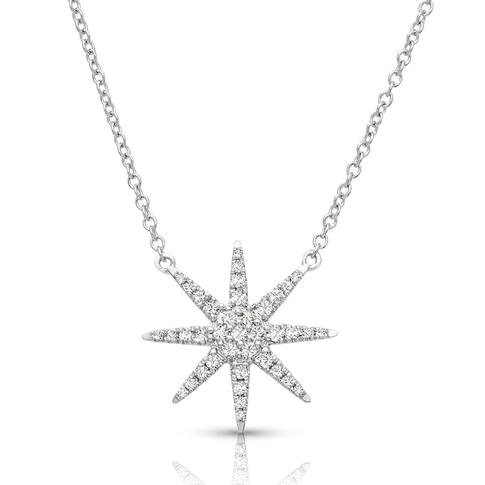 Eight-Point 0.16 ctw Diamond Star Necklace Pendant-VIRABYANI