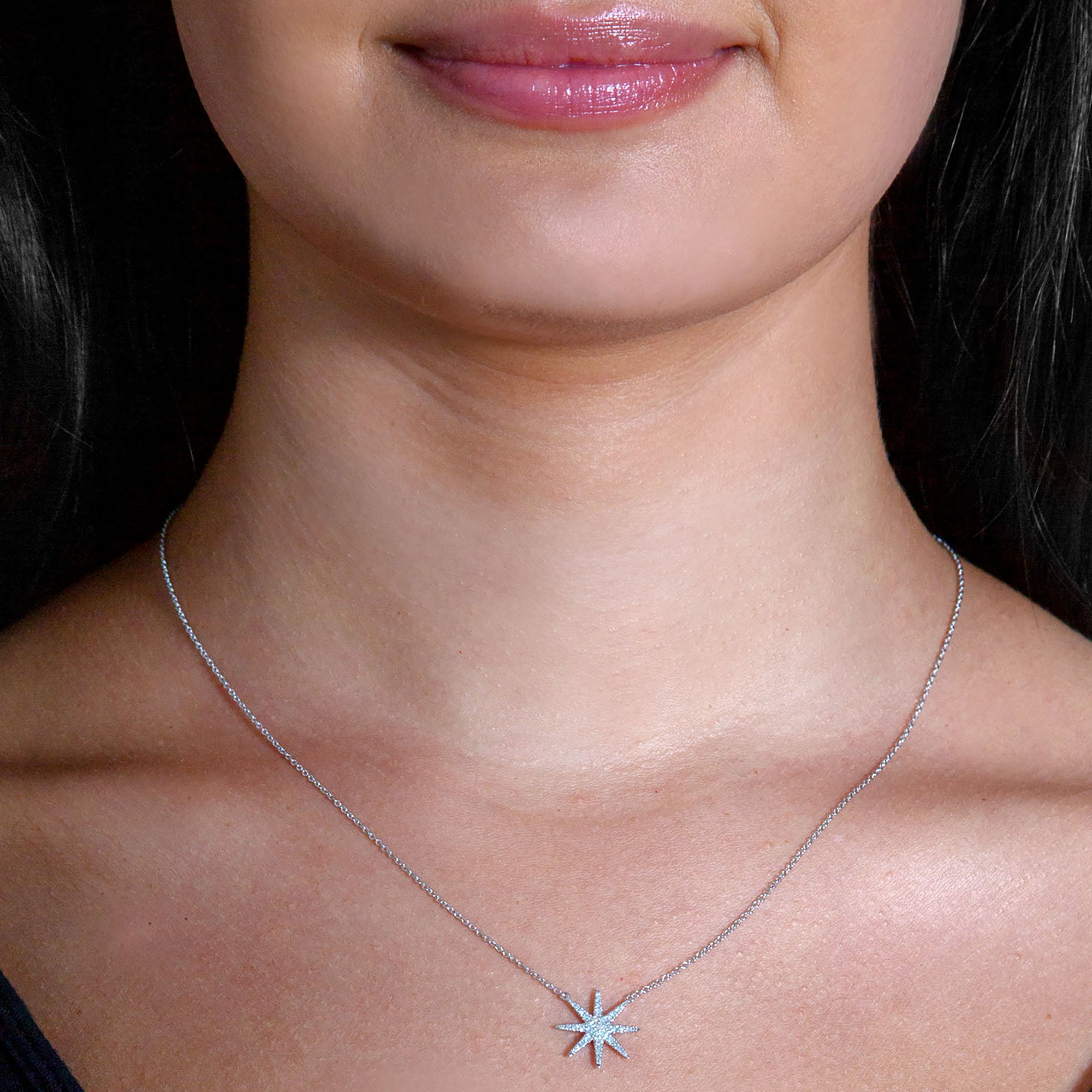 Eight-Point 0.16 ctw Diamond Star Necklace Pendant-VIRABYANI