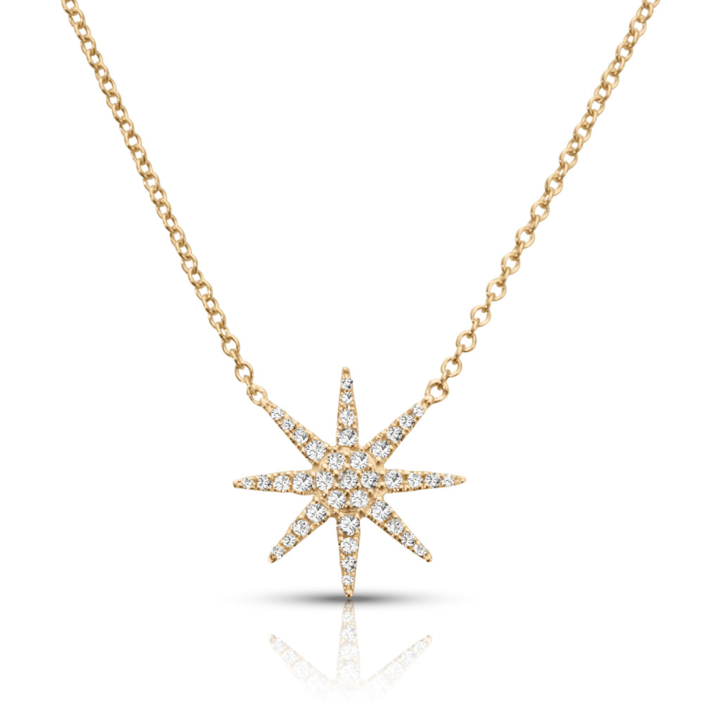 Eight-Point 0.16 ctw Diamond Star Necklace Pendant-VIRABYANI
