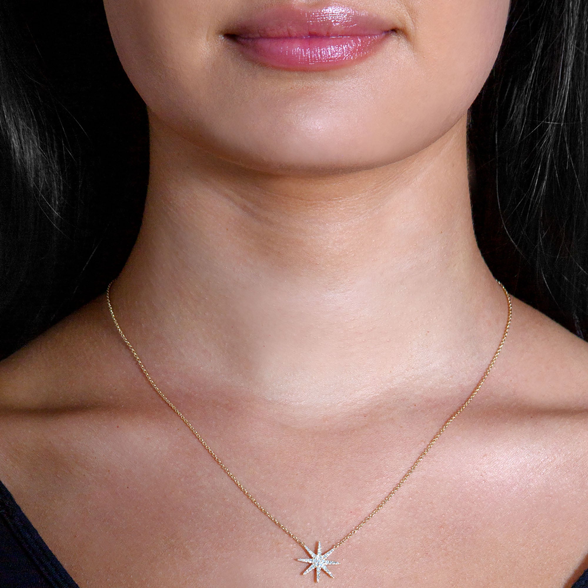 Eight-Point 0.16 ctw Diamond Star Necklace Pendant-VIRABYANI