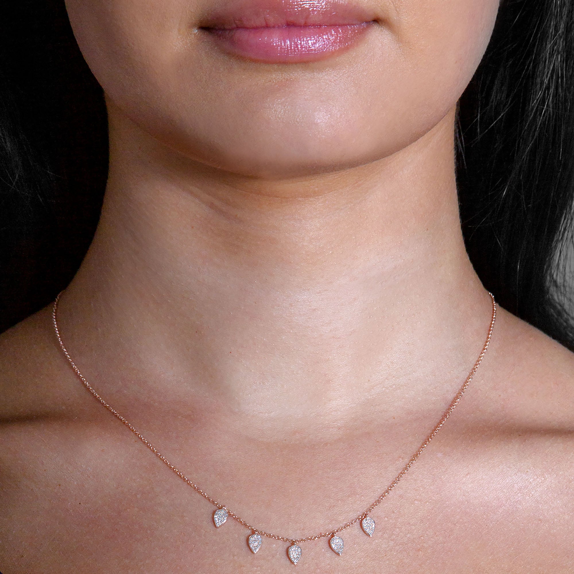 0.20 ctw Pave Diamond Leaves Chain Necklace Pendant-VIRABYANI