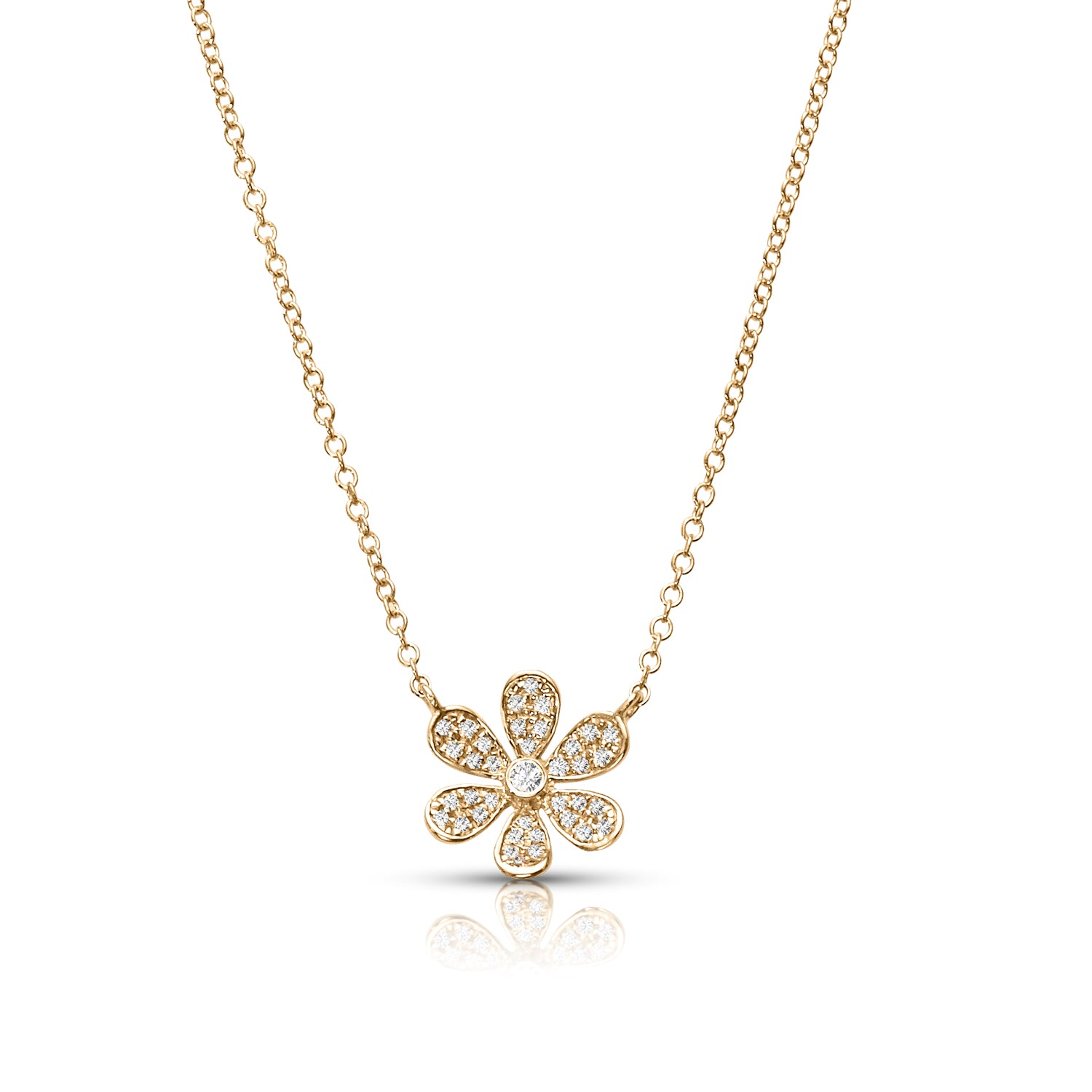 0.12 ctw Diamond Flower Necklace Pendant-VIRABYANI