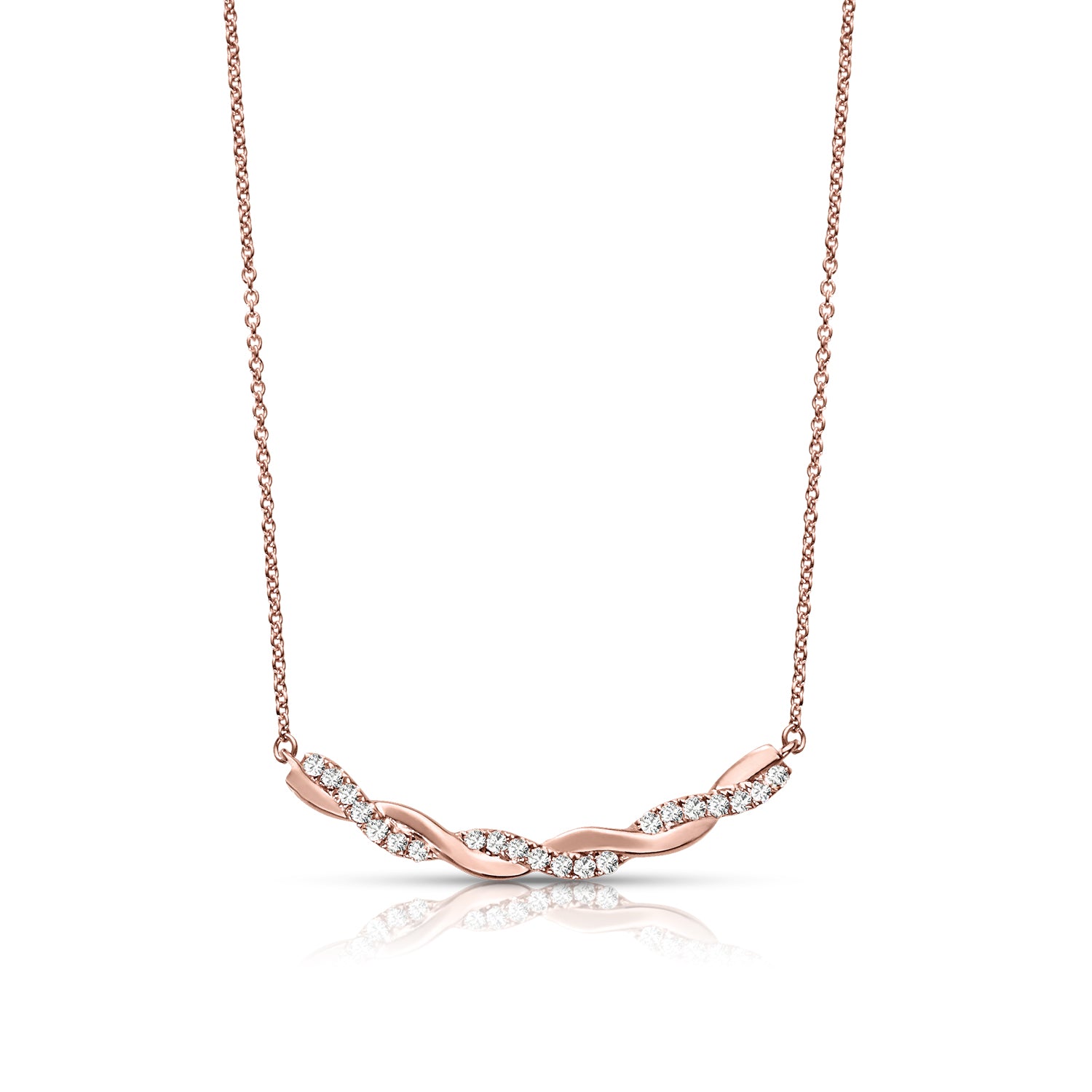 Criss Cross 0.20 ctw Diamond Necklace Pendant-in 14K/18K White, Yellow, Rose Gold and Platinum - Christmas Jewelry Gift -VIRABYANI