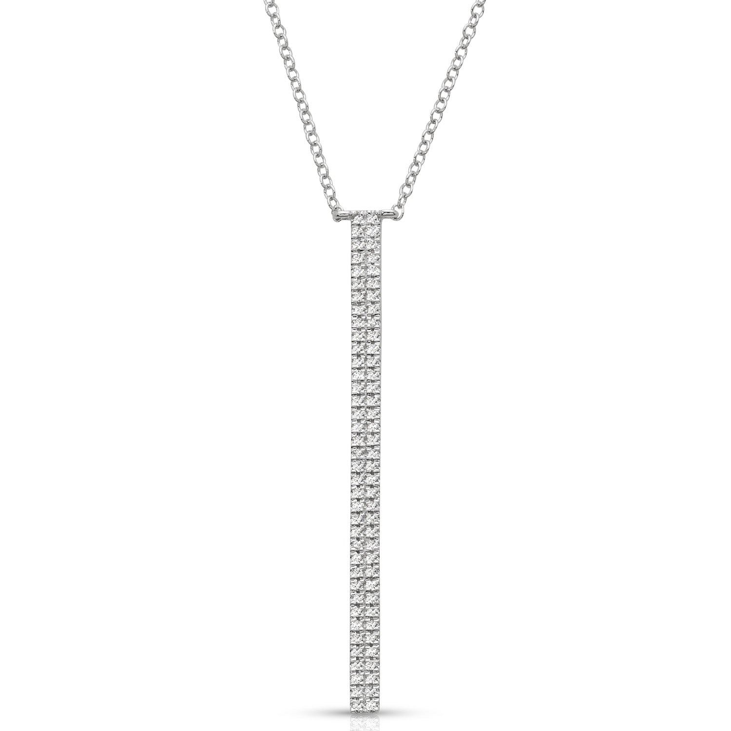 Double Row Pave Set 0.20 ctw Diamond Necklace Pendant-VIRABYANI