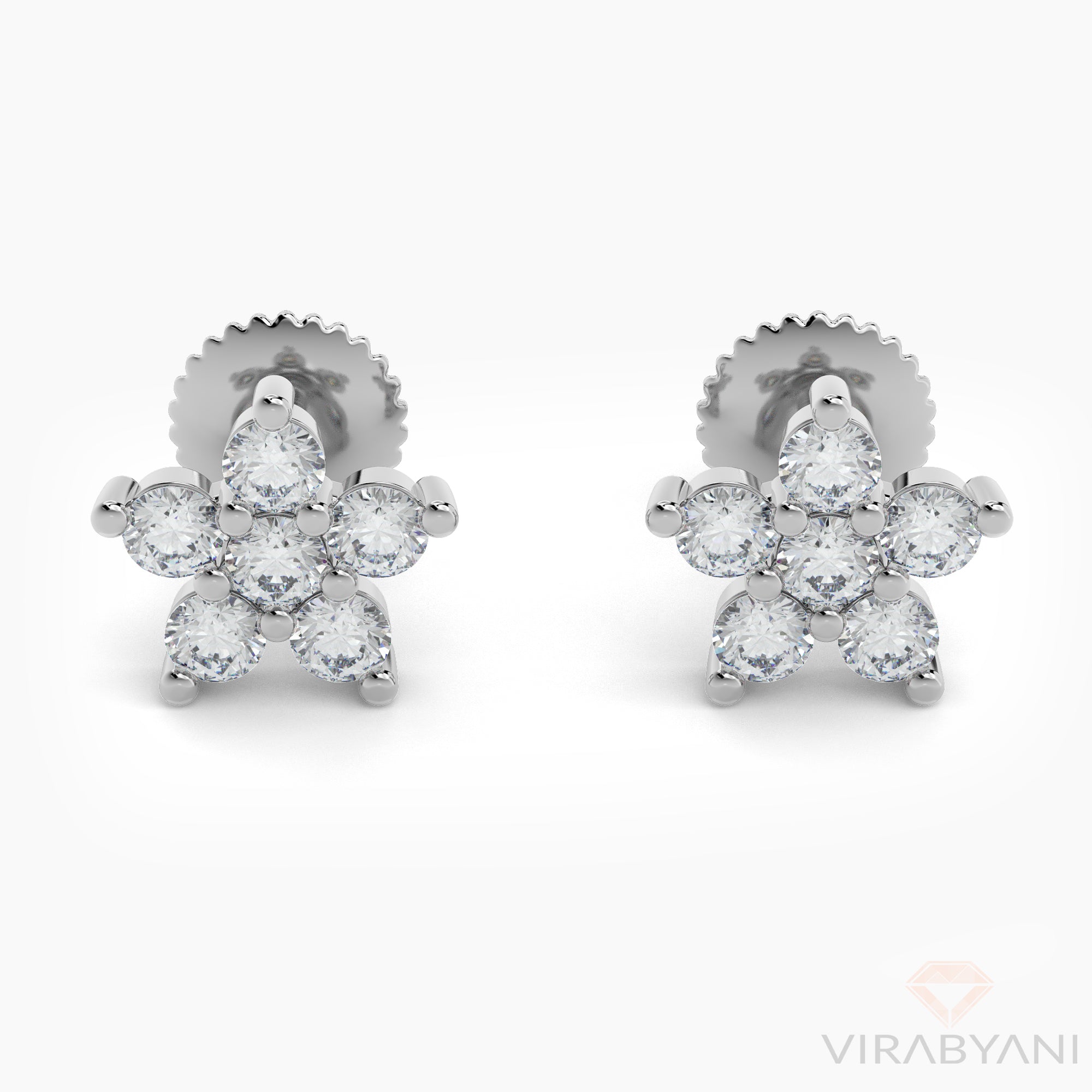 0.36 ct. Diamond Flower Stud Earrings-VIRABYANI