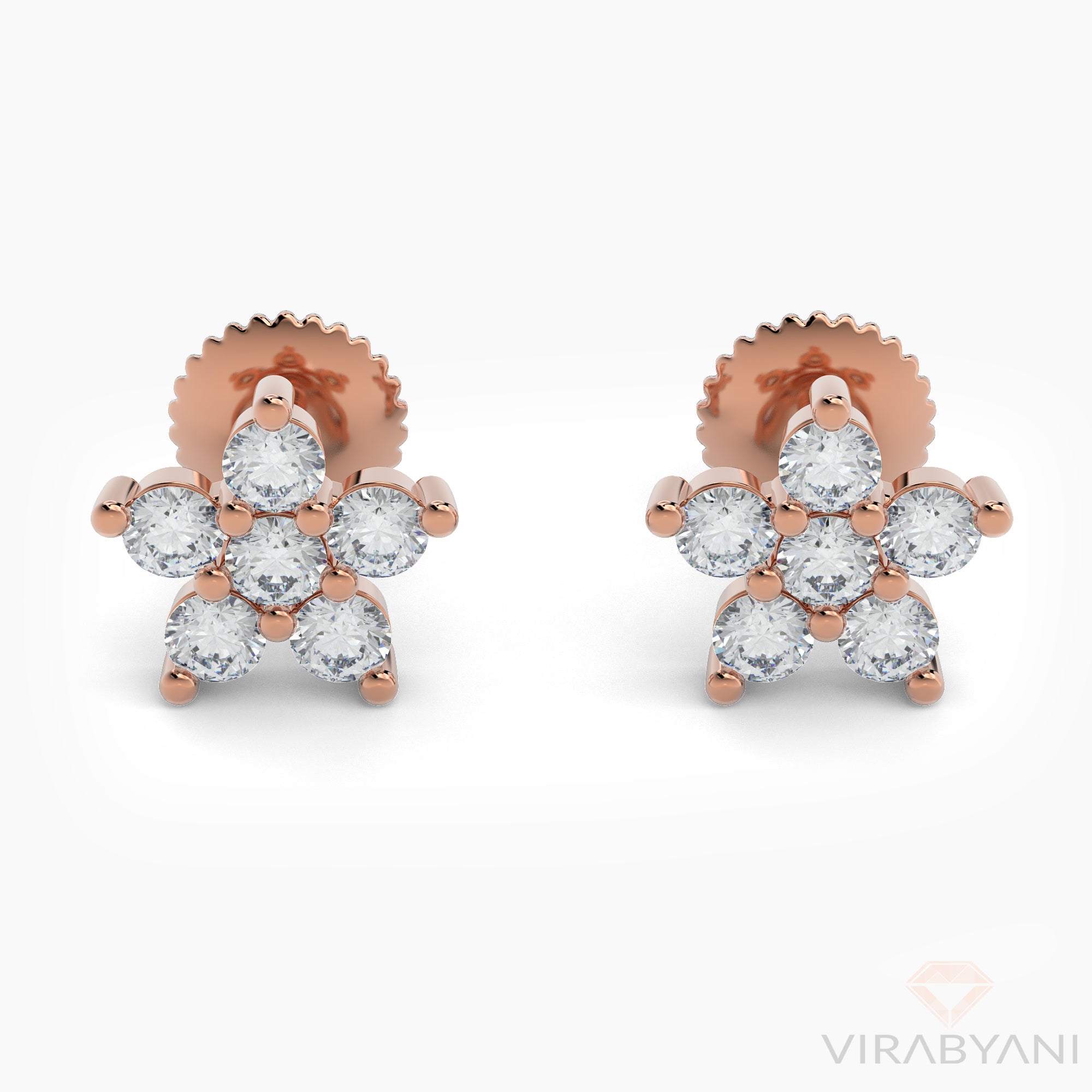 0.36 ct. Diamond Flower Stud Earrings-VIRABYANI
