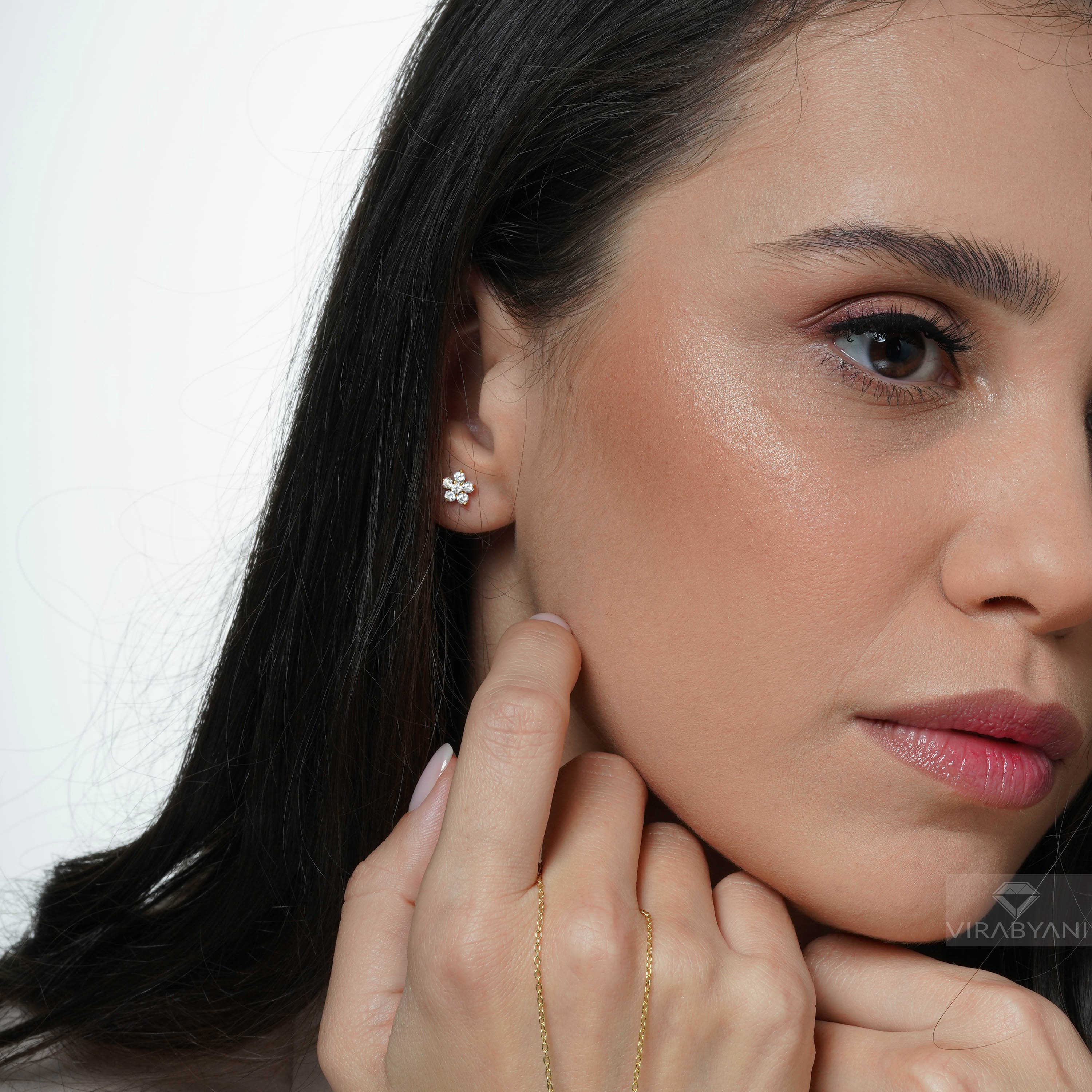 0.36 ct. Diamond Flower Stud Earrings-VIRABYANI