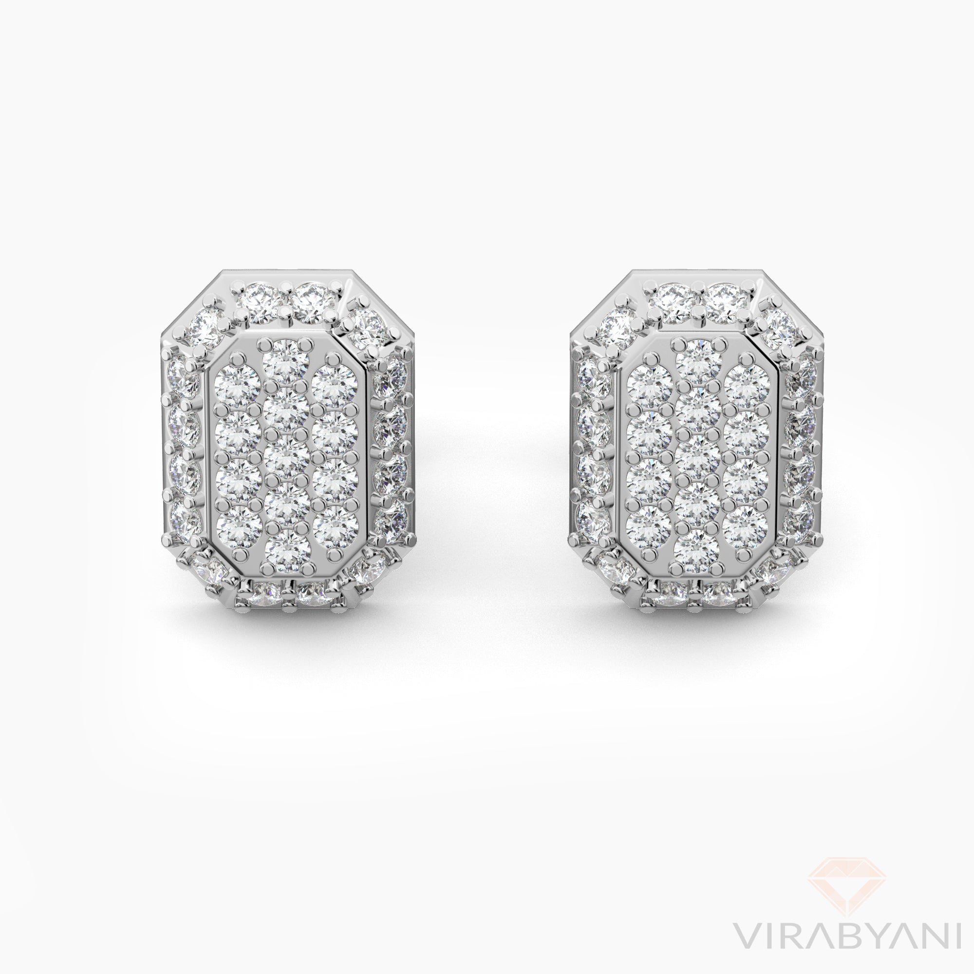 Emerald Shaped AMoré Pavé Earrings With 0.45 ct. Diamonds-VIRABYANI