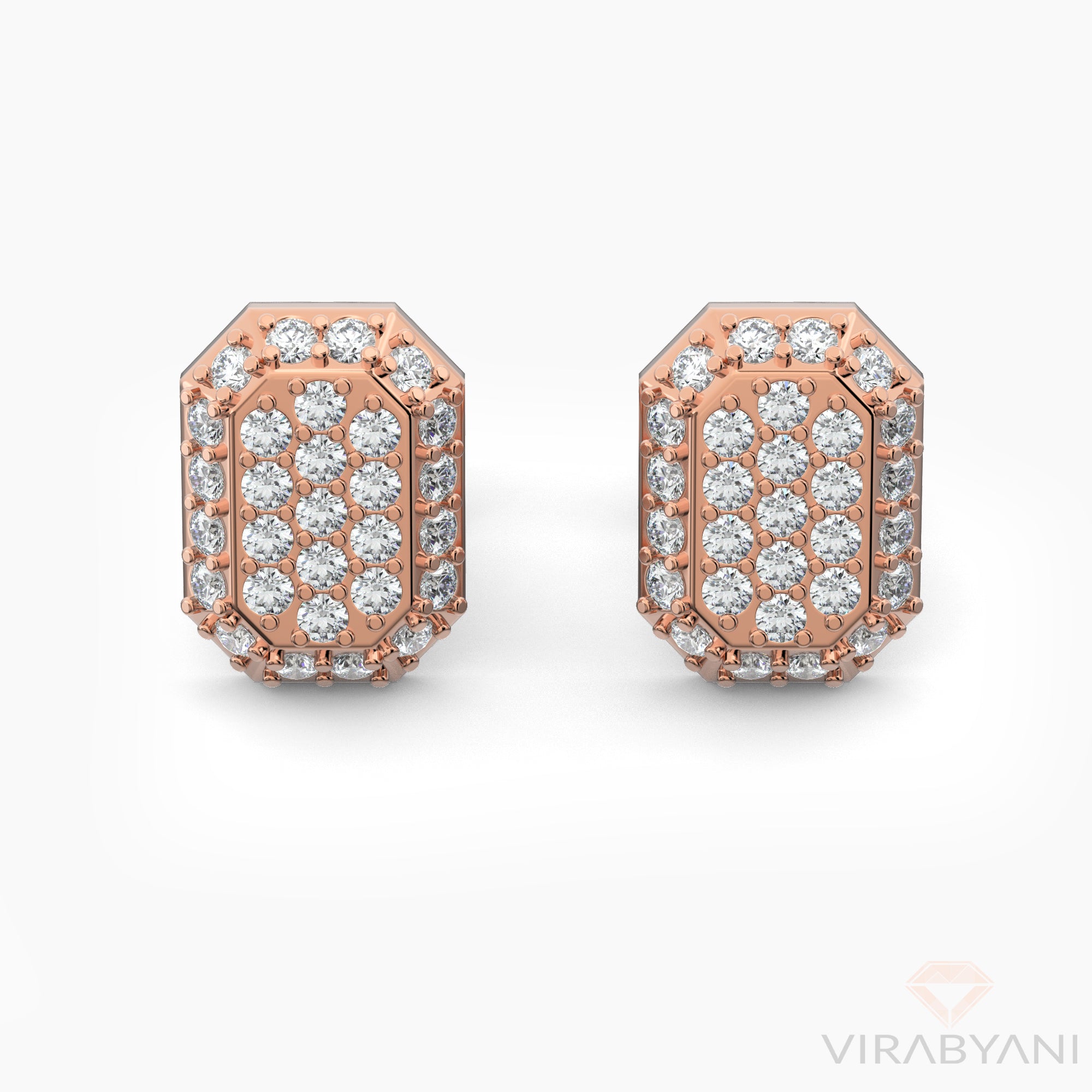 Emerald Shaped AMoré Pavé Earrings With 0.45 ct. Diamonds-VIRABYANI