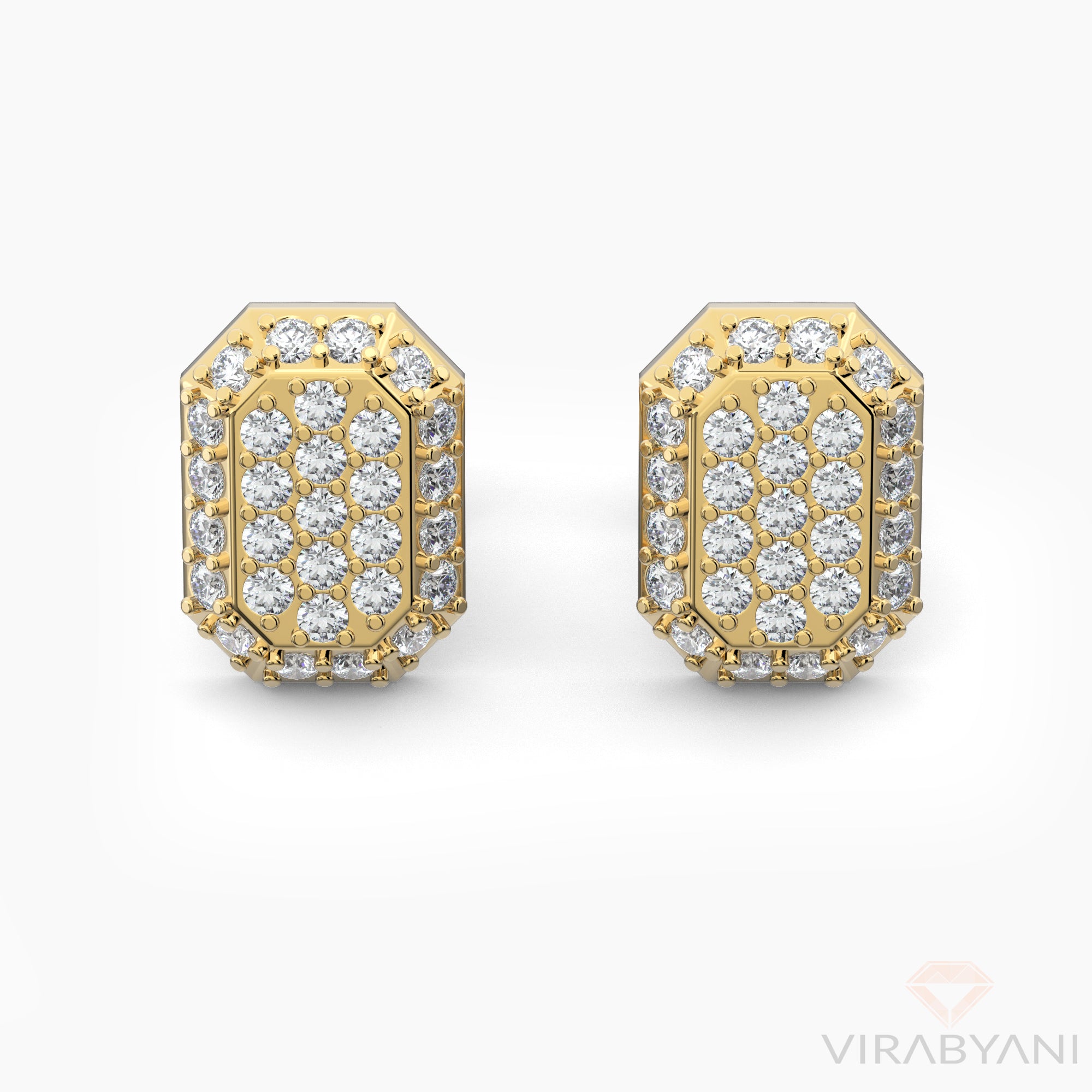 Emerald Shaped AMoré Pavé Earrings With 0.45 ct. Diamonds-VIRABYANI
