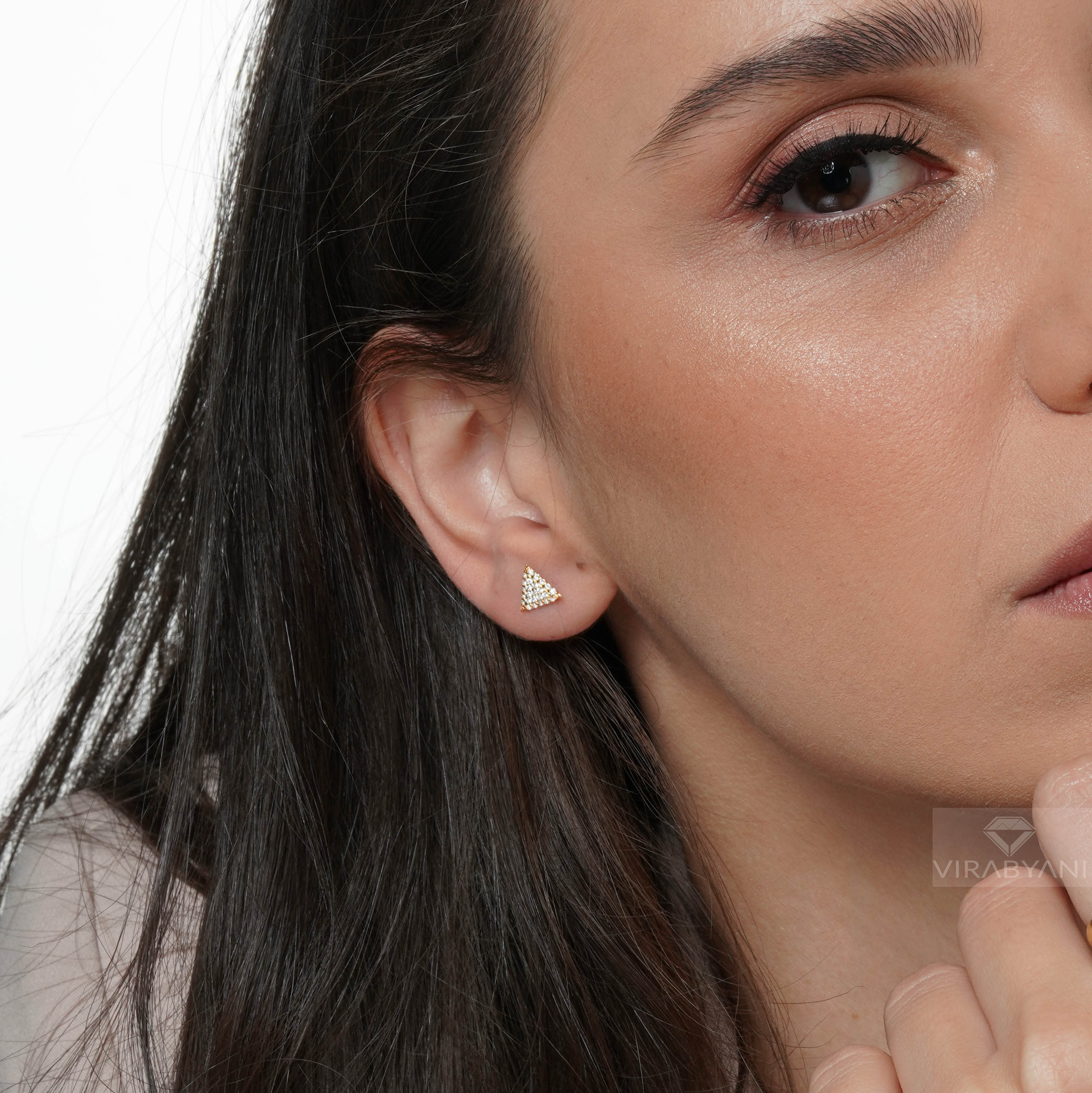 Triangle Shaped AMoré Pavé Earrings With 0.40 ct. Diamonds-VIRABYANI